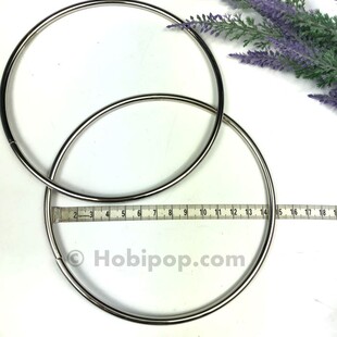 Bir Çift Metal Yuvarlak Çanta Sapı Gümüş Renk 14 cm - Thumbnail