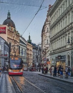 5D Diamond - Boncuk Goblen Kiti (Yapıştırma) 5D Boncuk Mozaik Tablo 30x40 cm Şehrin Akışı