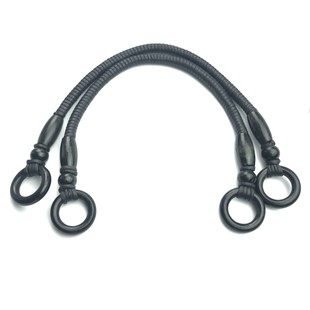 HOBİPOP - Boncuklu ve Derili Çanta Sapı Siyah HOBİPOP - Boncuklu ve Derili Çanta Sapı Siyah