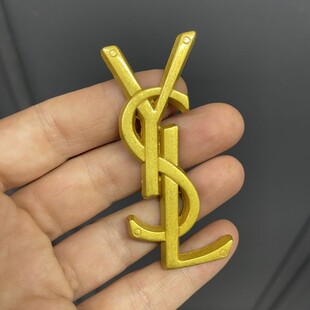 HOBİPOP - Çanta Süsü YSL Plaka Eskitme Mat Altın Renk