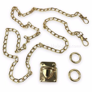 HOBİPOP - Çanta Zinciri ve Klips Seti Altın Renk Dörtgen HOBİPOP - Çanta Zinciri ve Klips Seti Altın Renk Dörtgen