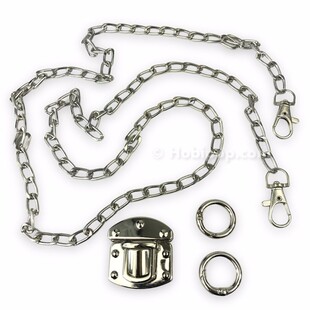 HOBİPOP - Çanta Zinciri ve Klips Seti Gümüş Renk Dörtgen