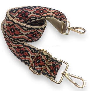 HOBİPOP - Desenli Dokuma Kolon Ayarlanabilir Çanta Askısı Etnik Kiremit Bej Siyah HOBİPOP - Desenli Dokuma Kolon Ayarlanabilir Çanta Askısı Etnik Kiremit Bej Siyah