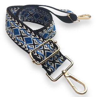 HOBİPOP - Desenli Dokuma Kolon Ayarlanabilir Çanta Askısı Etnik Mavi Beyaz Siyah HOBİPOP - Desenli Dokuma Kolon Ayarlanabilir Çanta Askısı Etnik Mavi Beyaz Siyah