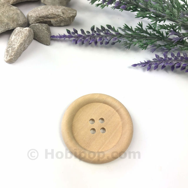 Doğal Verniksiz Tahta Düğme 3.5 cm No:10