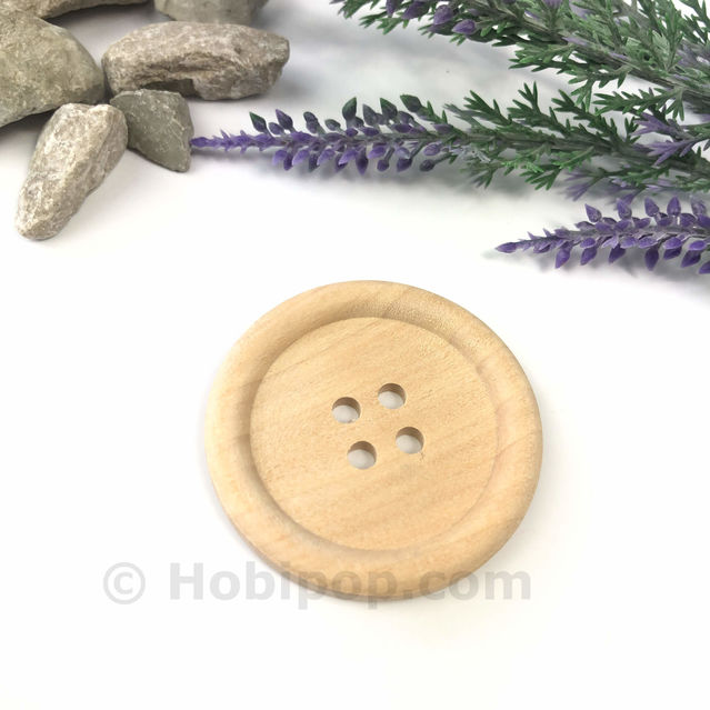 Doğal Verniksiz Tahta Düğme 4.5 cm No:12
