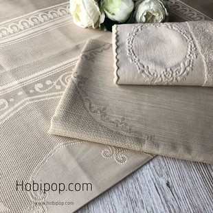 HOBİPOP - Etamin Bohça Seccade Havlu 3 lü Set Kapiçino Rengi HOBİPOP - Etamin Bohça Seccade Havlu 3 lü Set Kapiçino Rengi