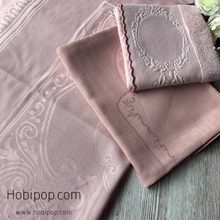 HOBİPOP - Etamin Bohça Seccade Pikolu Havlu 3 lü Set Pudra Rengi HOBİPOP - Etamin Bohça Seccade Pikolu Havlu 3 lü Set Pudra Rengi