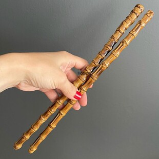 HOBİPOP - Gerçek Bambu Doğal Bir Çift Uzun Çanta Sapı 34 cm