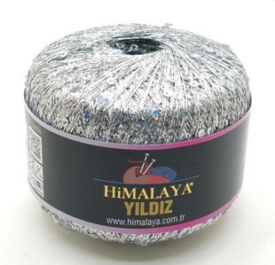 HİMALAYA - Himalaya Yıldız Pullu El Örgü İpliği 58101 Gümüş Renk HİMALAYA - Himalaya Yıldız Pullu El Örgü İpliği 58101 Gümüş Renk