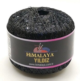 HİMALAYA - Himalaya Yıldız Pullu El Örgü İpliği 58105 Siyah HİMALAYA - Himalaya Yıldız Pullu El Örgü İpliği 58105 Siyah