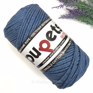 PUPPETS - İnce Pamuk Makrome Örgü İpi 250 g Havacı Mavi PUPPETS - İnce Pamuk Makrome Örgü İpi 250 g Havacı Mavi