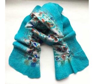 HOBİPOP - Saf Yün & İpek Atkı Mavi