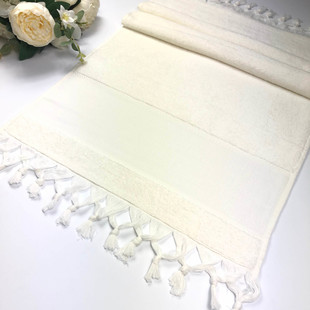 GLAMOUR - İşlemelik Etaminli Bağlama Saçaklı Havlu Bekle 50x90 Krem GLAMOUR - İşlemelik Etaminli Bağlama Saçaklı Havlu Bekle 50x90 Krem