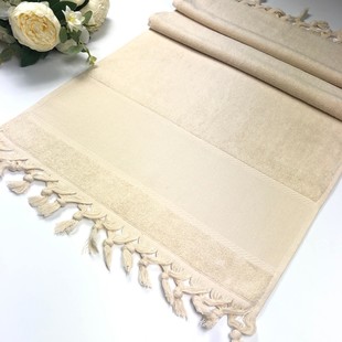 GLAMOUR - İşlemelik Etaminli Bağlama Saçaklı Havlu BUkle 50x90 Kapiçino GLAMOUR - İşlemelik Etaminli Bağlama Saçaklı Havlu BUkle 50x90 Kapiçino