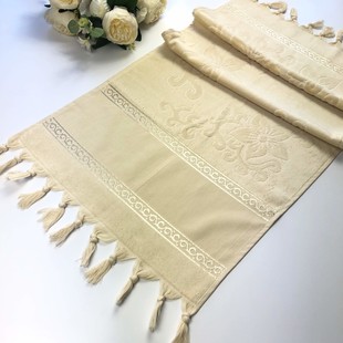 GLAMOUR - İşlemelik Etaminli Havlu Kadife Bağlamalı 50x90 Kapiçino GLAMOUR - İşlemelik Etaminli Havlu Kadife Bağlamalı 50x90 Kapiçino