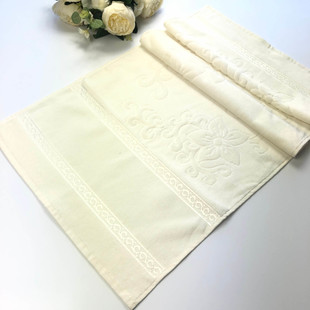 GLAMOUR - İşlemelik Etaminli Havlu 50x90 Kadife Krem GLAMOUR - İşlemelik Etaminli Havlu 50x90 Kadife Krem