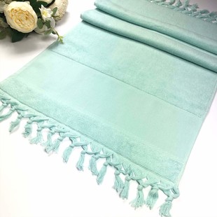 GLAMOUR - İşlemelik Etaminli Bağlama Saçaklı Havlu Bukle 50x90 Mint Yeşil GLAMOUR - İşlemelik Etaminli Bağlama Saçaklı Havlu Bukle 50x90 Mint Yeşil