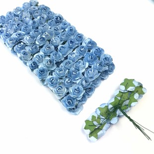 Kağıt Gül Süsleme Çiçeği 144 lü A.Mavi - Thumbnail