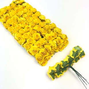 Kağıt Gül Süsleme Çiçeği 144 lü Sarı - Thumbnail
