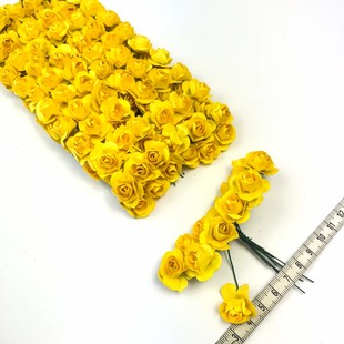 Kağıt Gül Süsleme Çiçeği 144 lü Sarı - Thumbnail