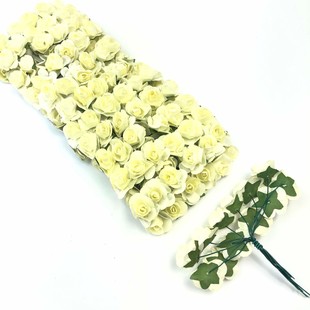 Kağıt Gül Süsleme Çiçeği 144 lü Krem - Thumbnail