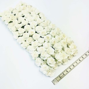Kağıt Gül Süsleme Çiçeği 144 lü Kırık Beyaz - Thumbnail