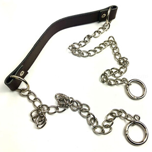 HOBİPOP - Kalın Zincirli Derili Çanta Askısı Kahve Gümüş Zincir