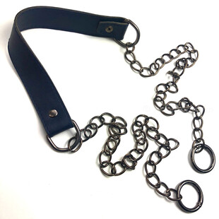 HOBİPOP - Kalın Zincirli Derili Çanta Askısı Lacivert Füme Zincir
