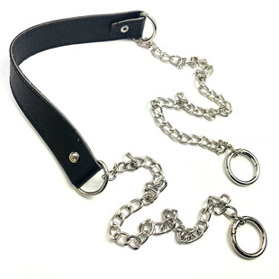 HOBİPOP - Kalın Zincirli Derili Çanta Askısı Siyah Gümüş Zincir