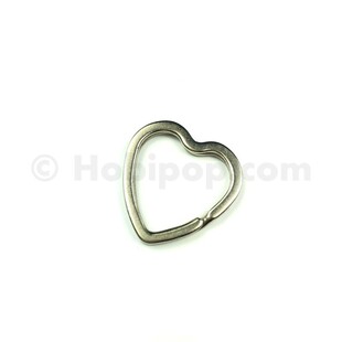 Kalp Anahtarlık Halkası 30 mm Gümüş Renk - Thumbnail