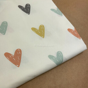 HOBİPOP - Kalp Desenli Poplin Pamuklu Kumaş Astarlık 50x120 cm