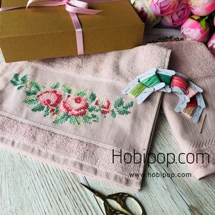 HOBİPOP - Kanaviçe Mutfak Havlusu Kiti Pudra HOBİPOP - Kanaviçe Mutfak Havlusu Kiti Pudra