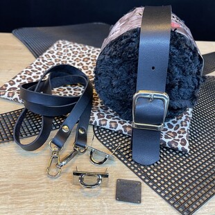 HOBİPOP - Kanvas Teddy Çanta Yapım Seti Siyah Renk İnce Askılı