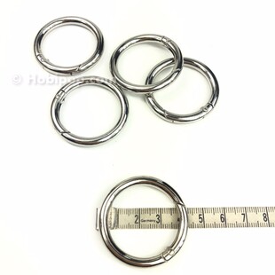 Metal Yaylı Çanta Halkası Gümüş 4 cm - Thumbnail