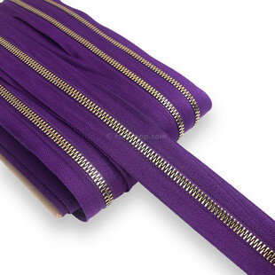 HOBİPOP - Metrelik Metal Görünümlü Gold Dişli Çanta Fermuarı Mor HOBİPOP - Metrelik Metal Görünümlü Gold Dişli Çanta Fermuarı Mor