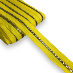 HOBİPOP - Metrelik Metal Görünümlü Gold Dişli Çanta Fermuarı Sarı