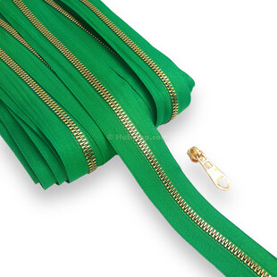 HOBİPOP - Metrelik Metal Görünümlü Gold Dişli Çanta Fermuarı Yeşil HOBİPOP - Metrelik Metal Görünümlü Gold Dişli Çanta Fermuarı Yeşil