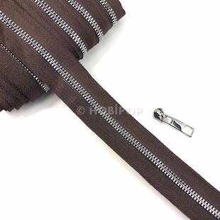 HOBİPOP - Metrelik Metal Görünümlü Gümüş Dişli Çanta Fermuarı Kahverengi HOBİPOP - Metrelik Metal Görünümlü Gümüş Dişli Çanta Fermuarı Kahverengi