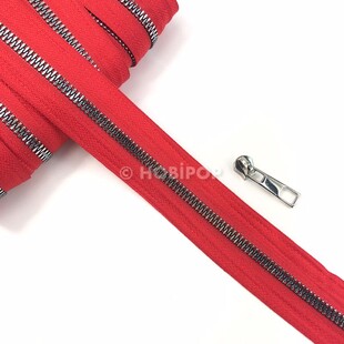 HOBİPOP - Metrelik Metal Görünümlü Gümüş Dişli Çanta Fermuarı Kırmızı HOBİPOP - Metrelik Metal Görünümlü Gümüş Dişli Çanta Fermuarı Kırmızı