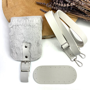 HOBİPOP - Mini Peluş Kürk Kapaklı Çanta Seti Açık Gri