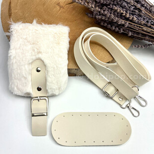 HOBİPOP - Mini Peluş Kürk Kapaklı Çanta Seti Krem