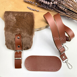 HOBİPOP - Mini Peluş Kürk Kapaklı Çanta Seti Taba HOBİPOP - Mini Peluş Kürk Kapaklı Çanta Seti Taba