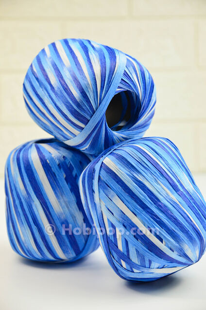 Multicolor Batik Rafya İp Mavi