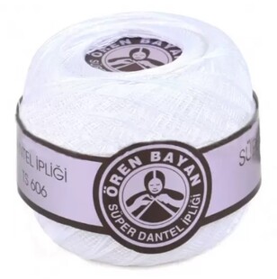 ÖREN BAYAN - Ören Bayan Klasik Dantel Ağ İpliği 26/6 Numara Beyaz