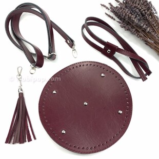 HOBİPOP - Örgü Çanta Yapım Seti 4 Parça Çanta Kiti Bordo