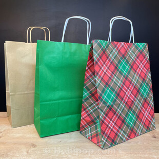 HOBİPOP - Orta Boy 25x12x31 cm Üç Renk Karton Çanta Hediye Poşeti 6 Adet