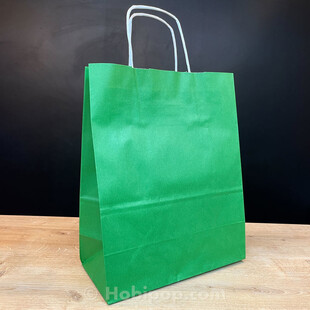 HOBİPOP - Orta Boy 25x12x31 cm Yeşil Karton Çanta Hediye Poşeti 5 Adet