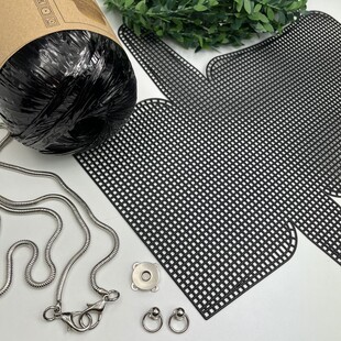 HOBİPOP - Parlak Rafya Kanvas Çanta Seti Siyah