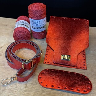 HOBİPOP - Parlak Rugan Çanta Set Simli Polyester İp Kırmızı HOBİPOP - Parlak Rugan Çanta Set Simli Polyester İp Kırmızı